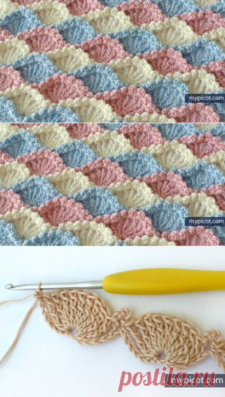 Узор крючком: объемные ажурные ракушки