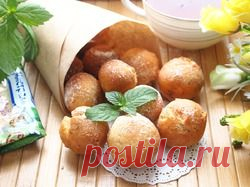 Творожные пончики с корицей - кулинарный рецепт.