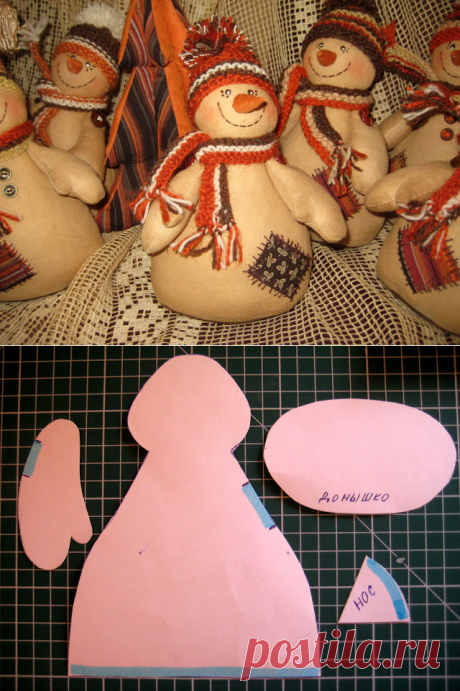 чУдные яркие снеговики из лоскутов &amp;#8212; Рукоделие