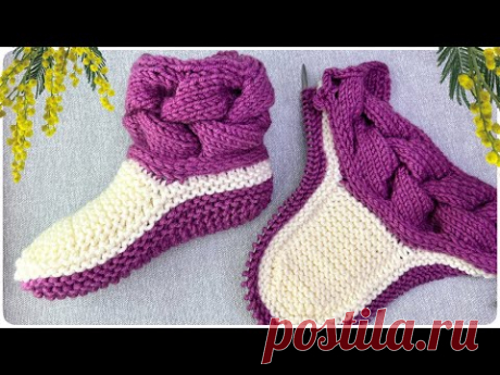 🔥Самые УДОБНЫЕ и теплые следки на ДВУХ СПИЦАХ. 💥Следки ЗА ПАРУ ЧАСОВ.