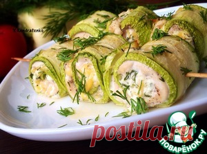 Кабачковые рулеты с курицей и сыром - кулинарный рецепт