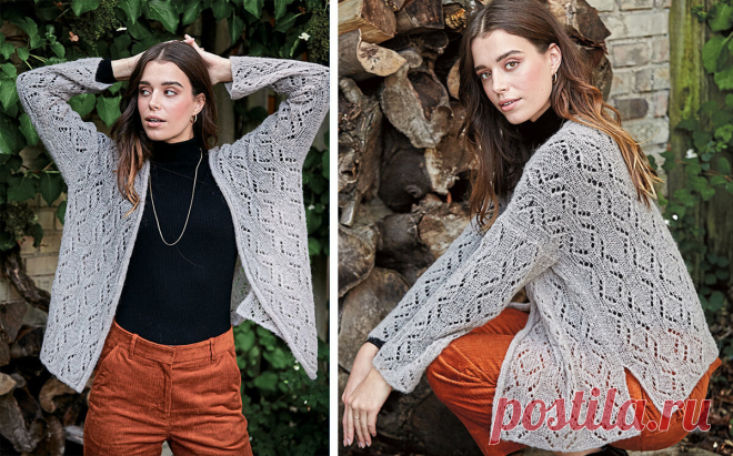Кардиган, модели спицами и крючком/ прорезные карманы, пояс, V-образная горловина/описание+схемы. | Вязание 