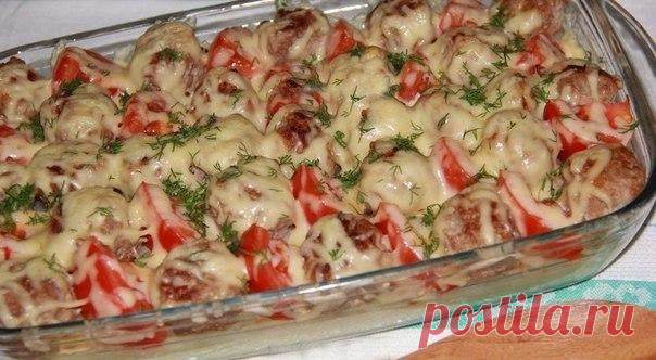 Фрикадельки с картошкой запеченные в духовке