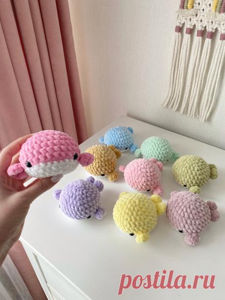 PDF Китёнок крючком. FREE crochet pattern; Аmigurumi toy patterns. Амигуруми схемы и описания на русском. Вязаные игрушки и поделки своими руками #amimore - плюшевый кит, маленький китёнок из плюшевой пряжи.