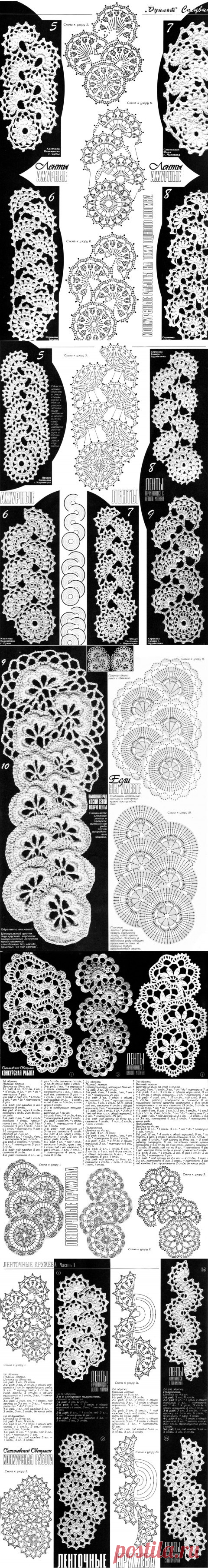 Схемы вязания ленточного кружева. Часть 2 - вязание крючком на kru4ok.ru