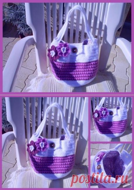 Sac rond décoré de 2 fleurs et sa grille gratuite, au crochet ! - Le blog de Anne