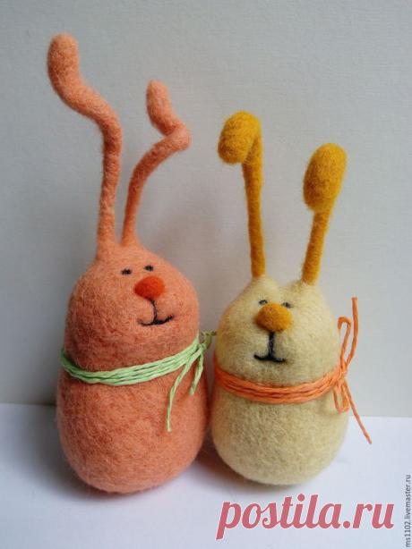 Купить Солнечные зайцы - комбинированный, зайка, валяный зайчик, игрушка ручной работы, валяная игрушка