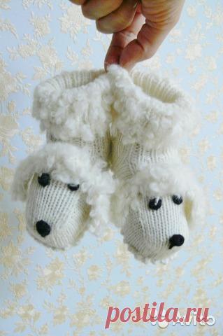 Новые вязаные пинетки для новорождённых Собачки купить в Костромской области на Avito — Объявления на сайте Avito