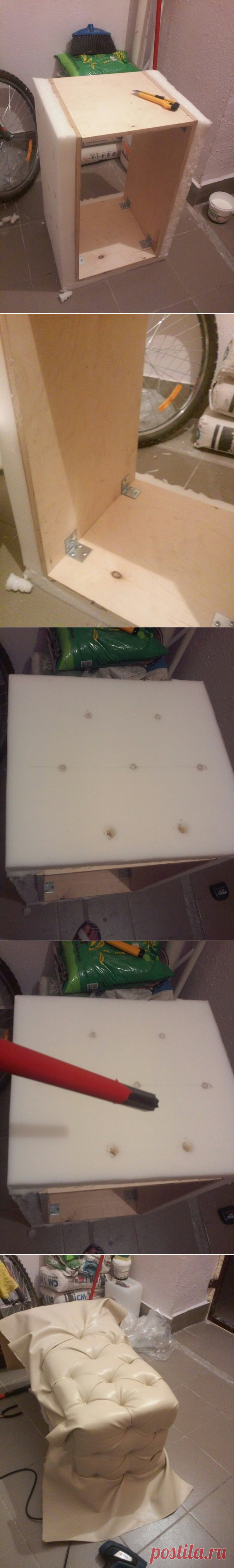 Пуф с каретной стяжкой своими руками