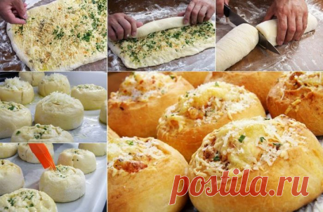 Булочки-роллы с сыром и чесноком