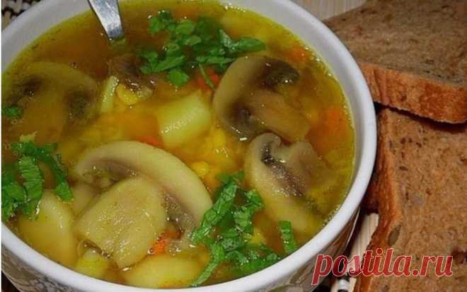 Гороховый суп с курицей и грибами (очень вкусный)
