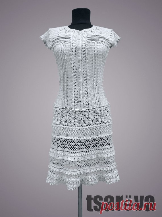 Crochet dress Lexie. Gray handmade women lace mini casual or special occasion organic cotton crochet dress. Made to order. Free shipping. Crochet dress Lexie. Gray handmade women lace mini casual or special occasion organic cotton crochet dress. Made to order. Free shipping.  The elegant crochet dress Lexie of cold gray color is executed on authors design. It is decorated a set of frill and openwork inserts. The dress reminds a