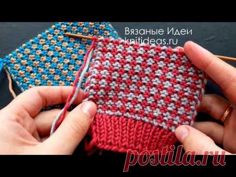 ПРОСТОЙ ДВУХЦВЕТНЫЙ УЗОР СПИЦАМИ! Simple two-color pattern knitting!