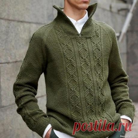 Мужской пуловер спицами