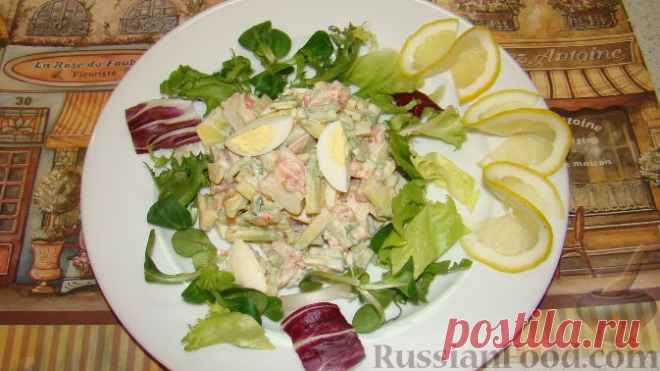 Рецепт: Салат из крабовых палочек и авокадо на RussianFood.com