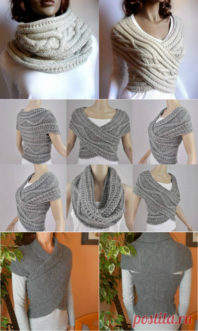 Как связать шарф-хомут спицами