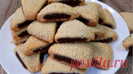 НЕЖНОЕ ДВУХЦВЕТНОЕ печенье с КУНЖУТОМ! ТАК ВКУСНО К ЧАЮ!