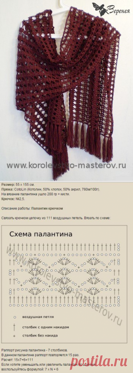 Палантин крючком. Описание.
