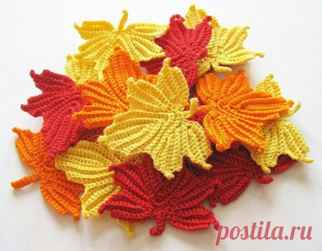 Листочки крючком