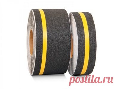 Лента противоскользящая абразивная c сигнальной полосой | Теперь не скользко