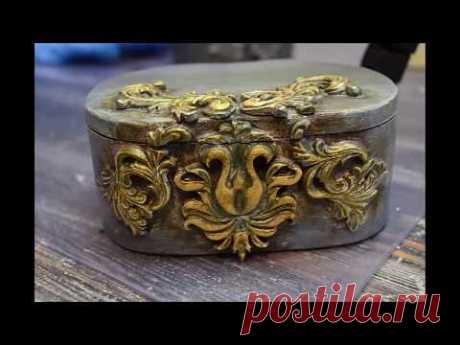 Как украсить шкатулку пластиковыми элементами. - YouTube