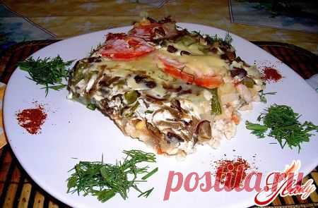 Картофельная запеканка с курицей и грибами