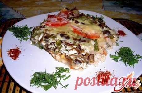 Картофельная запеканка с курицей и грибами