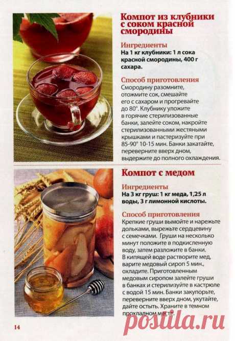 Компот из клубники с соком красной смородины. Компот из груш с медом