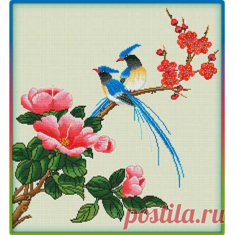 #Птицы@clubrucodelnic 
#Цветы@clubrucodelnic 
Птички на ветке

Схема  Жмите на картинку
