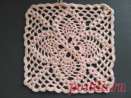 БОЛЬШОЙ АЖУРНЫЙ квадратный МОТИВ. Вязать крючком ЛЕГКО и ПРОСТО.