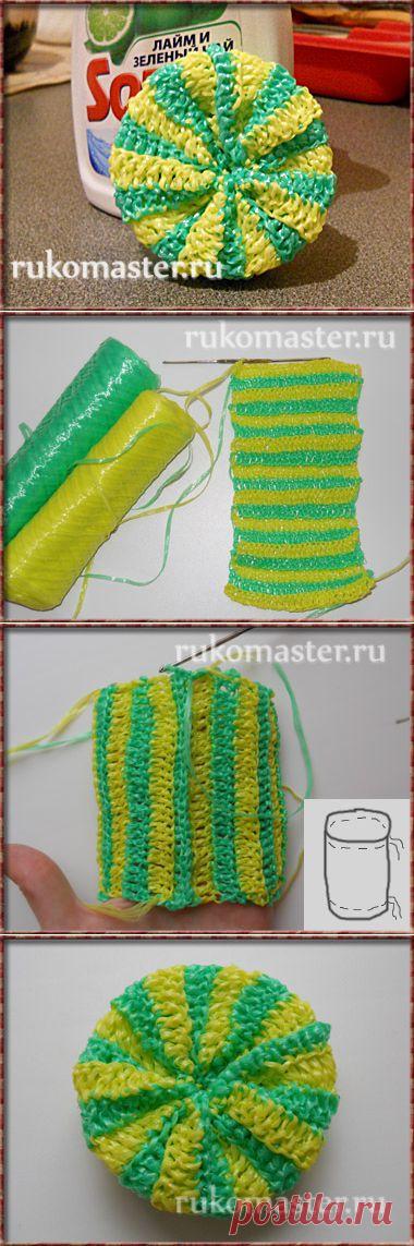 Губка для мытья посуды крючком своими руками