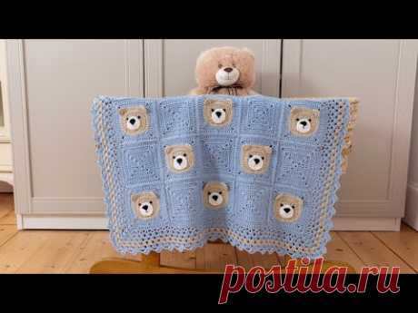 Вязаное крючком детское одеяло Easy Bear (часть 2 пошагового руководства "Симпатичные"!)