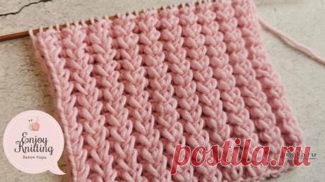 ОЧЕНЬ Пышная Резинка Спицами. Видео МК и описание, Узоры для вязания спицами