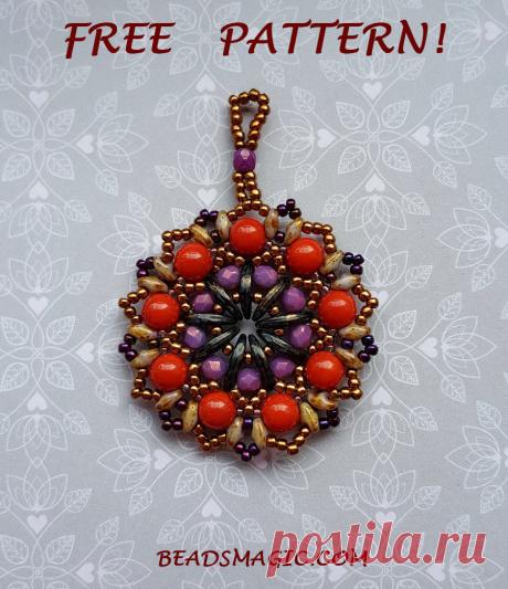 Free pattern for peyote pendant Stella | Beads Magic