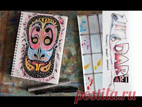 Рисуем скетч АФРИКАНСКАЯ МАСКА! #Dari_Art