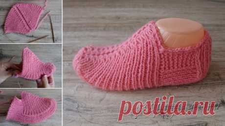 Бесшовные удобные следки спицами