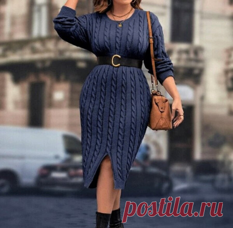 Модные, стильные и просто красивые! Вязаные платья и туники для пышных дам (30 идей) | Идеи рукоделия | Дзен