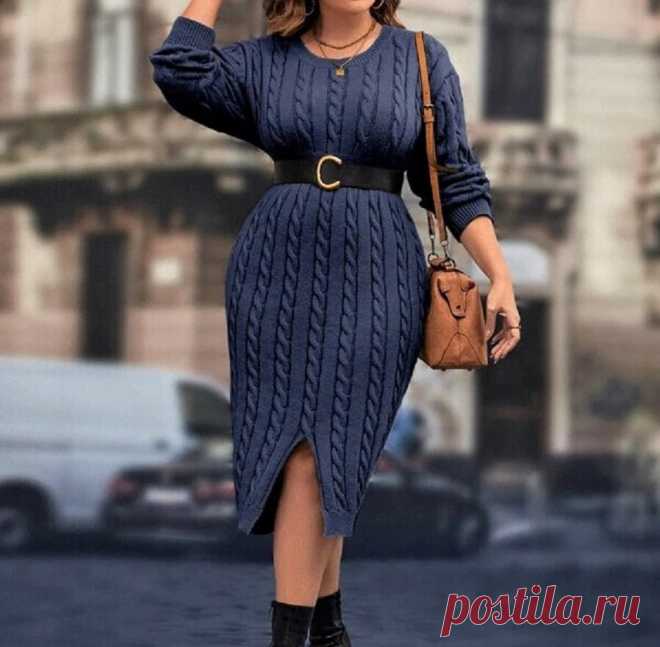 Модные, стильные и просто красивые! Вязаные платья и туники для пышных дам (30 идей) | Идеи рукоделия | Дзен