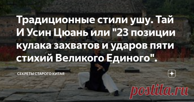 Традиционные стили ушу. Тай И Усин Цюань или 