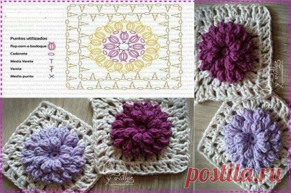 Красивые квадратные мотивы с цветочками пышными столбиками