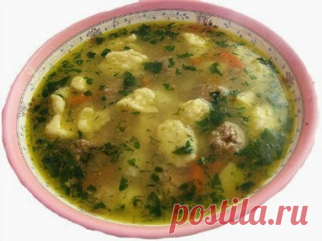 Суп с галушками и фрикадельками