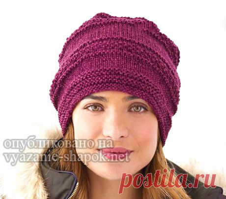 Шапка чулок спицами с текстурным узором | ВЯЗАНИЕ ШАПОК: женские шапки спицами и крючком, мужские и детские
