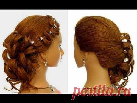 на выпускной, свадебная прическа. Prom wedding hairstyle for long hair - YouTube