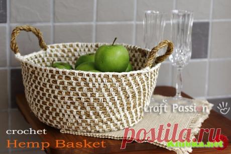 Корзина из шпагата » Клубка.Нет - Все о вязании крючком