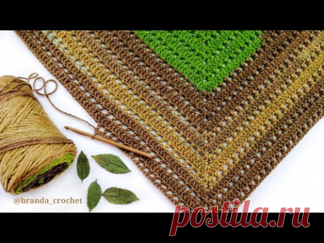 كروشيه شال مثلث/كروشيه سكارف - crochet easy shawl tutorial