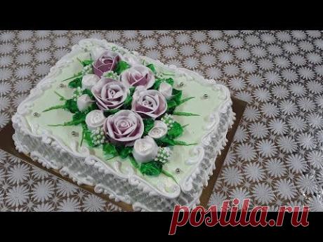 Торт с сиреневыми розами
