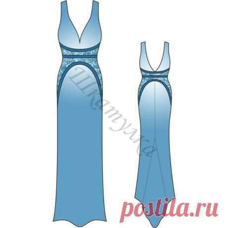 Выкройка: длинное платье с фигурными вставками | Шкатулка