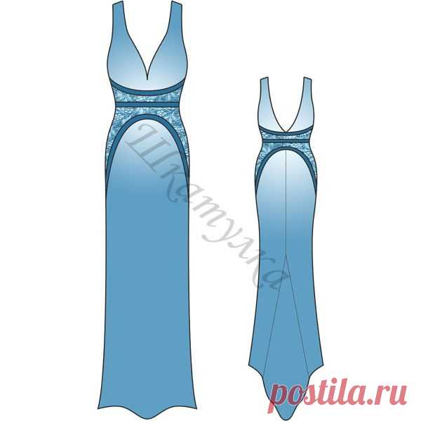 Выкройка: длинное платье с фигурными вставками | Шкатулка