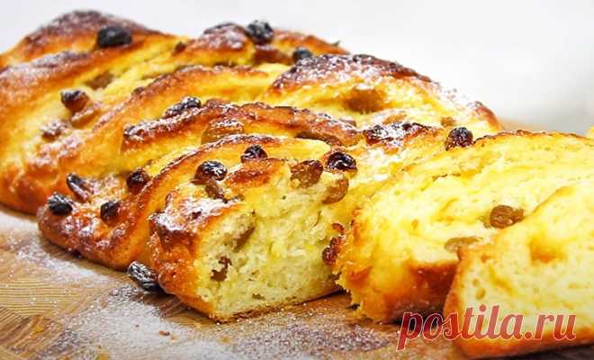 Творожная плетенка с изюмом и джемом