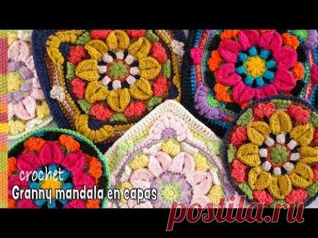 Granny mandala en CAPAS tejido a crochet / Tejiendo Perú 🥰